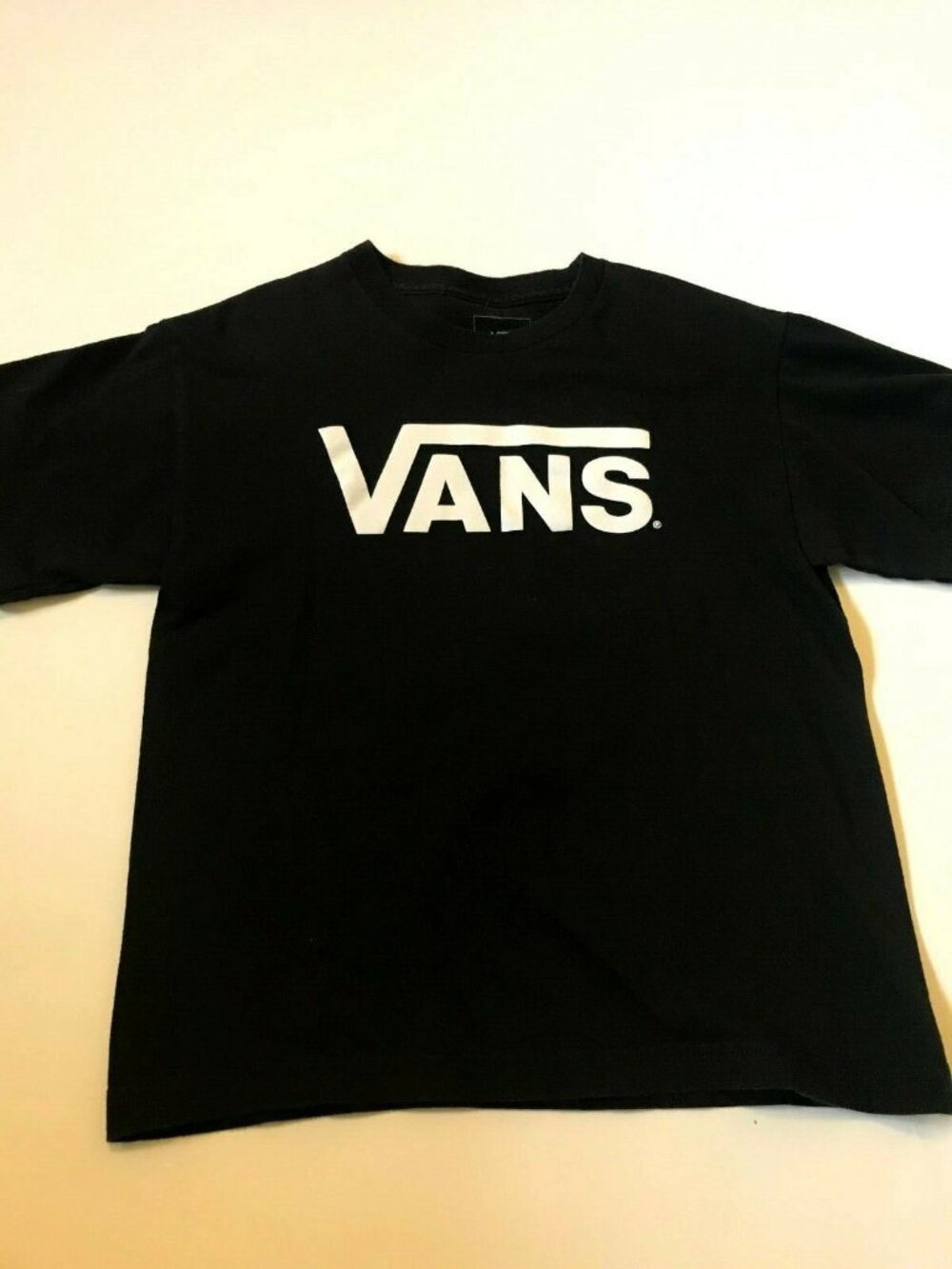 Vans Classic Black Signature Logo Short Sleeve T-Shirt Boys Size Medium 10-11